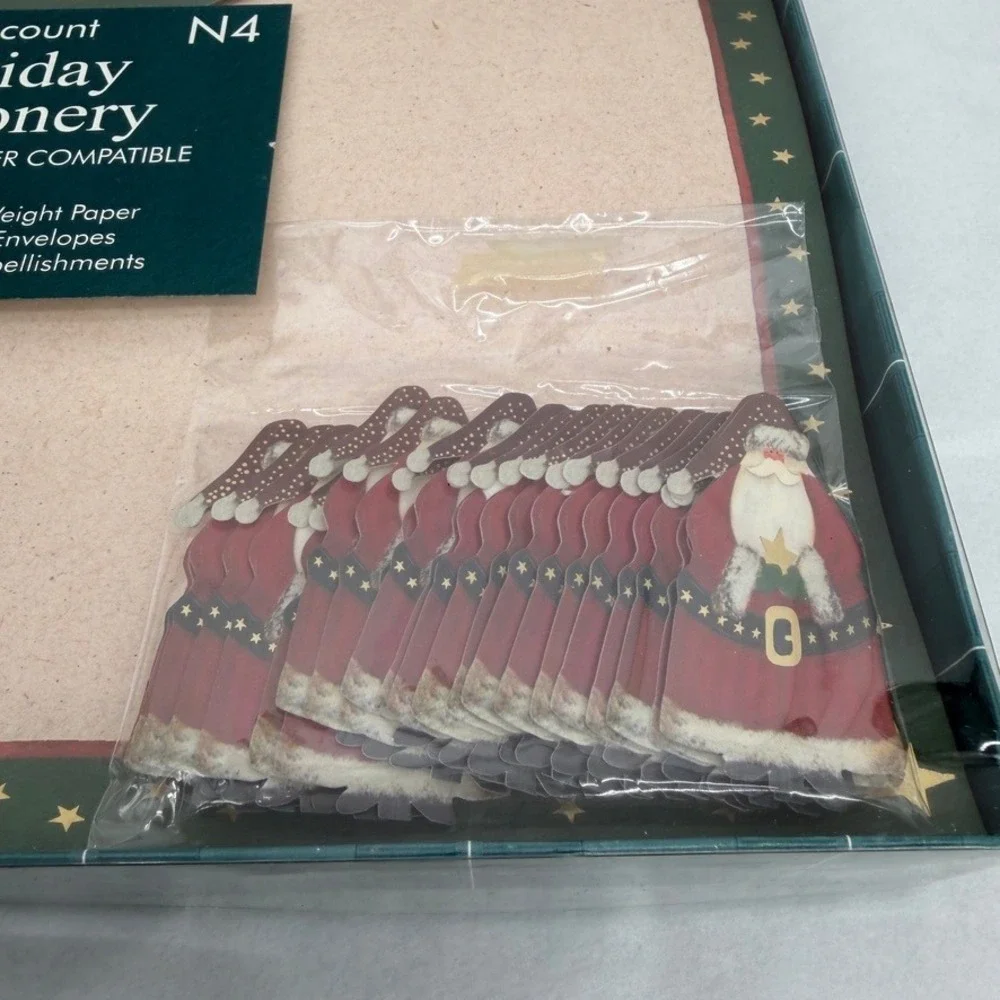 Holiday Stationery SET w/ Santa Embellishments & Envelopes Christmas Letter